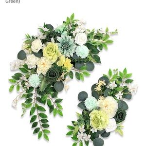 Elegant Green and White Floral Swag Arrangement